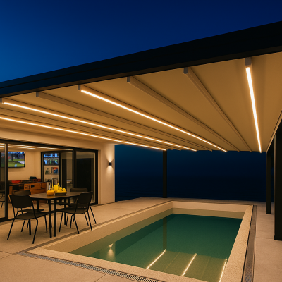 20250716 2314 Modern Pergola Display Remix 01k0advn60eyvvpp6ntkz4j78v