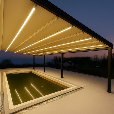 20250716 2357 Modern Poolside Canopy Remix 01k0agbr51ejyv0djztp31wpbe