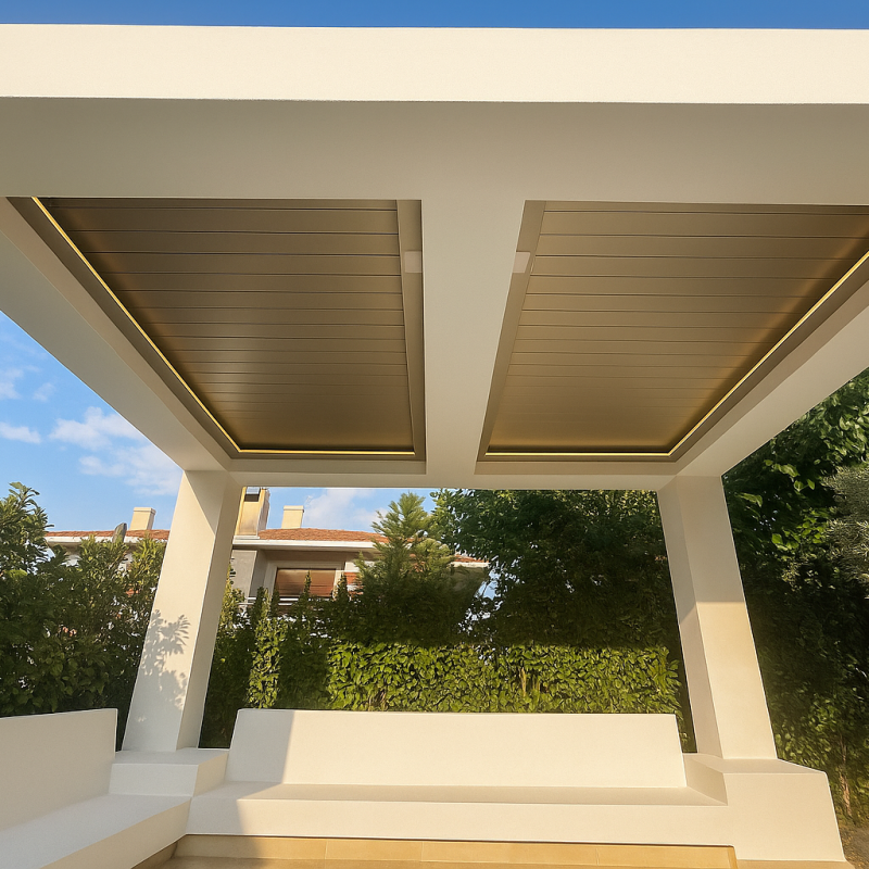 20251106 1936 Modern Outdoor Pergola Remix 01k9d097brfv88h6rm727zrdxc